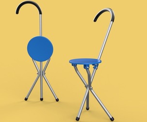 TRIPOD STICK CANE CHAIR WALKING SEAT STOOL POLE FOLDING PORTABLE
