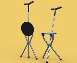 WALKER STICK CANE CHAIR SEAT STOOL TREKKING POLE FOLDING COMPACT