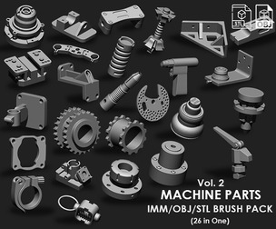 Machine Parts IMM/OBJ/STL Brush Pack (26 in One) vol 2
