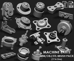 Machine Parts IMM/OBJ/STL Brush Pack (17 in One)