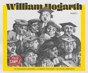 Free Sample - William Hogarth Procreate Kit (Procreate Brushes, Paper Textures & Color Palette)