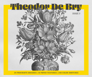Theodor de Bry Procreate Kit (Procreate Brushes, Color Palettes & Paper Textures)