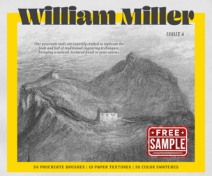 Free Sample - William Miller Procreate Kit (Procreate Brushes, Color Palette & Paper Textures)