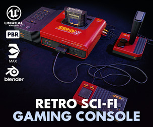 Retro Sci-Fi Japanese Gaming Console UE5 Low Poly PBR Low-poly 3D model