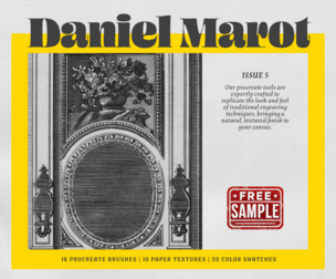 Free Sample - Daniel Marot Procreate Kit (Procreate Brushes, Color Palette & Paper Textures)