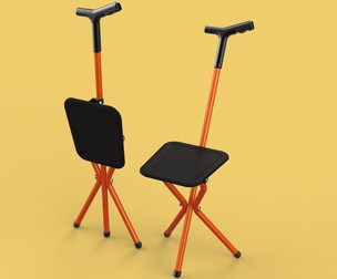 POLE STICK CANE CHAIR WALKING SEAT STOOL CRUTCH FOLDING PORTABLE
