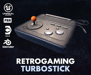 Retro Gaming Arcade Fight Stick PBR Low Poly Low-poly 3D model