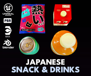 Japanese Snacks and Drinks Pack - Low Poly PBR UE