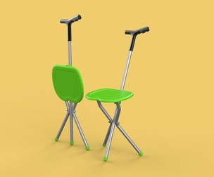 FOLDING STICK CANE CHAIR WALKING POLE SEAT STOOL CRUTCH PORTABLE