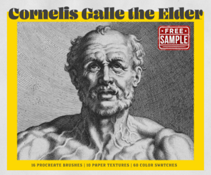 Free Sample - Cornelis Galle Procreate Kit (Procreate Brushes, Color Palettes & Paper Textures)