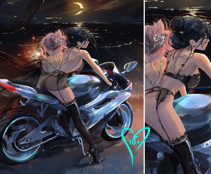 Black & Pink, ocean at night+All versions