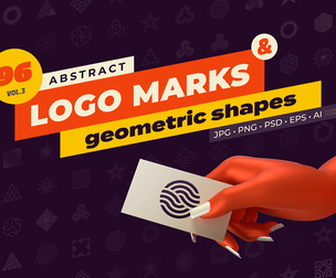 96 Abstract Logo Marks and Geometric Shapes Collection