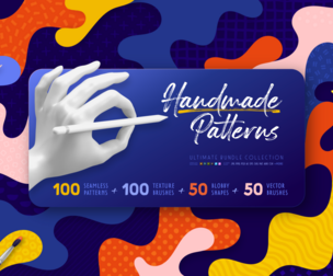 Handmade Patterns Bundle - 300 Seamless Patterns, Brushes, and Shapes
