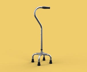 STANDARD QUADRIPOD WALKING CANE AID ELDERLY STICK POLE QUAD LEG
