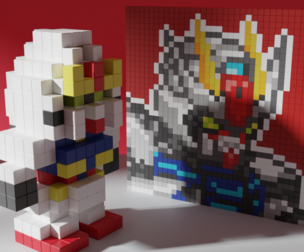 Gundam Mobile Suit Voxel Stylized Cubic