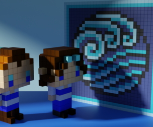 Sokka Katara Avatar Voxel Stylized Cubic