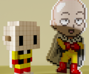 Saitama One Punch Man Voxel Stylized Cubic