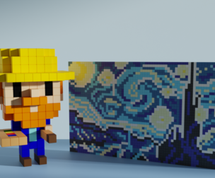 Vincent van Gogh Voxel Stylized Cubic