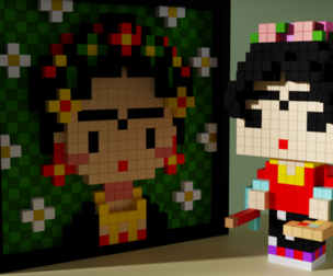 Frida Kahlo Voxel Stylized Cubic