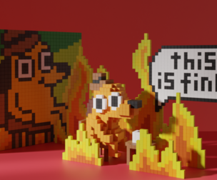 This is Fine Dog Meme Voxel Stylized Cubic