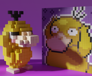 Psyduck Pokemon Voxel Stylized Cubic