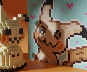 Mimikyu Pokemon Voxel Stylized Cubic