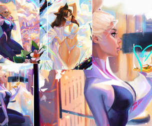 Spider Gwen (2 arts), S'Nancia OC, all versions.