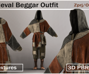 MEDIEVAL BEGGAR OUTFIT-PBR 4K TEXTURES-ZPRJ/FBX/OBJ