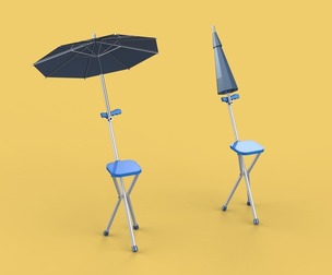 FOLDING CHAIR UMBRELLA POLE STICK CANE WALKING SEAT STOOL CANOPY