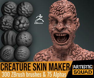 Creature Skin Maker 300 ZBrush brushes and 75 alphas