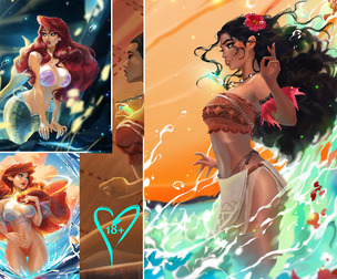 Ariel (2arts), Moana (2 arts). +All versions.