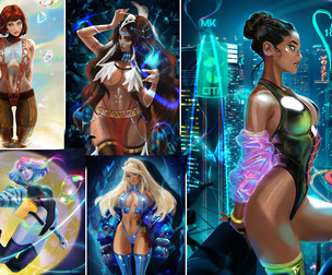 Leeloo, sci-fi Jade, Lucy, OCs (2arts).+All versions.