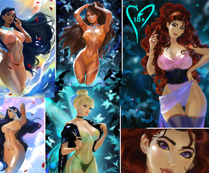 Pocahontas(3arts), Megara, Tinkerbell.+All versions.