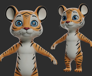 Cartoon Tiger  - Topology + UV Map