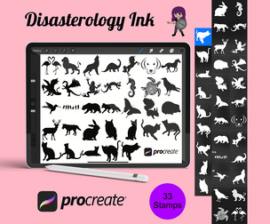 Animals Silhouette Procreate Brush Stamps Set 1, 33 Animal Silhouettes