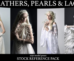Feathers, Pearls and lace - Fantasy stock model pose reference Pack