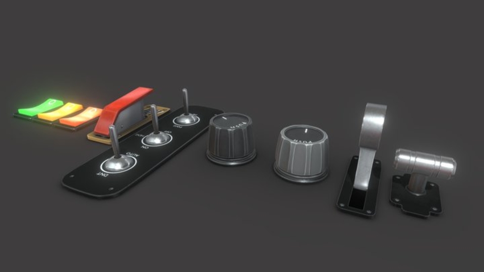 Control Panel Set: On/Off Switch, Button & Rotary Knob