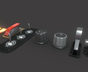 Control Panel Set: On/Off Switch, Button & Rotary Knob