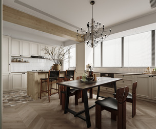 Luxury living room, dining room and kitchen