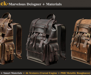 Backpack-MD-Clo3d-3 Smart Material-4K Textures - OBJ- FBX