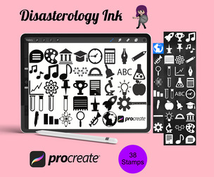 Back To School Icons Set 2 Procreate Brush Stamps, 38 Icons