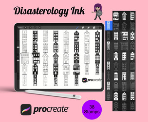 Building Architecture Set 2 Procreate Brush Stamps, 38 Buildings