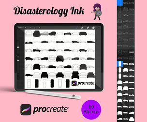Cars Outlines & Silhouettes Set 1 Procreate Brush Stamps, 60 Car Stamps