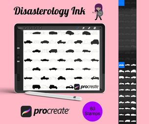 Cars Outlines & Silhouettes Set 2 Procreate Brush Stamps, 60 Car Stamps