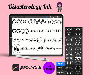 Cartoon Eyes Procreate Brush Stamps Set 3, 23 Cartoon Eyes