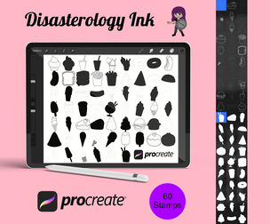 Kawaii Food Outlines & Silhouettes Set 1 Procreate Brush Stamp, 60 Kawaii Food