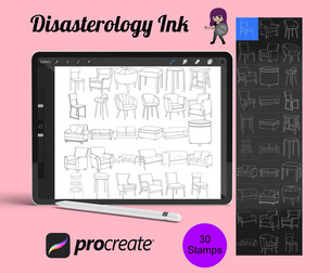 Chairs & Sofas Furniture Set 1 Procreate Brush Stamps, 30 Seats
