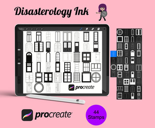 Doors and Windows Furniture Set 1 Procreate Brush Stamps, 44 Doors & Windows