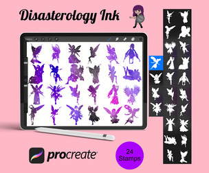 Fairy Silhouette Set 1 Procreate Brush Stamps, 24 Fairy Silhouettes