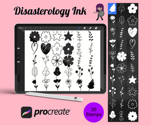 Floral Flower Set 2 Procreate Brush Stamps, 30 Floral Stamps